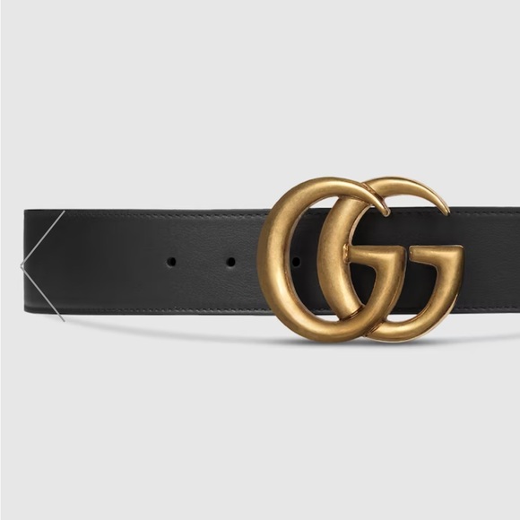 Gucci Black Leather Belt with Gold GG Buckle - Picture 1 of 1